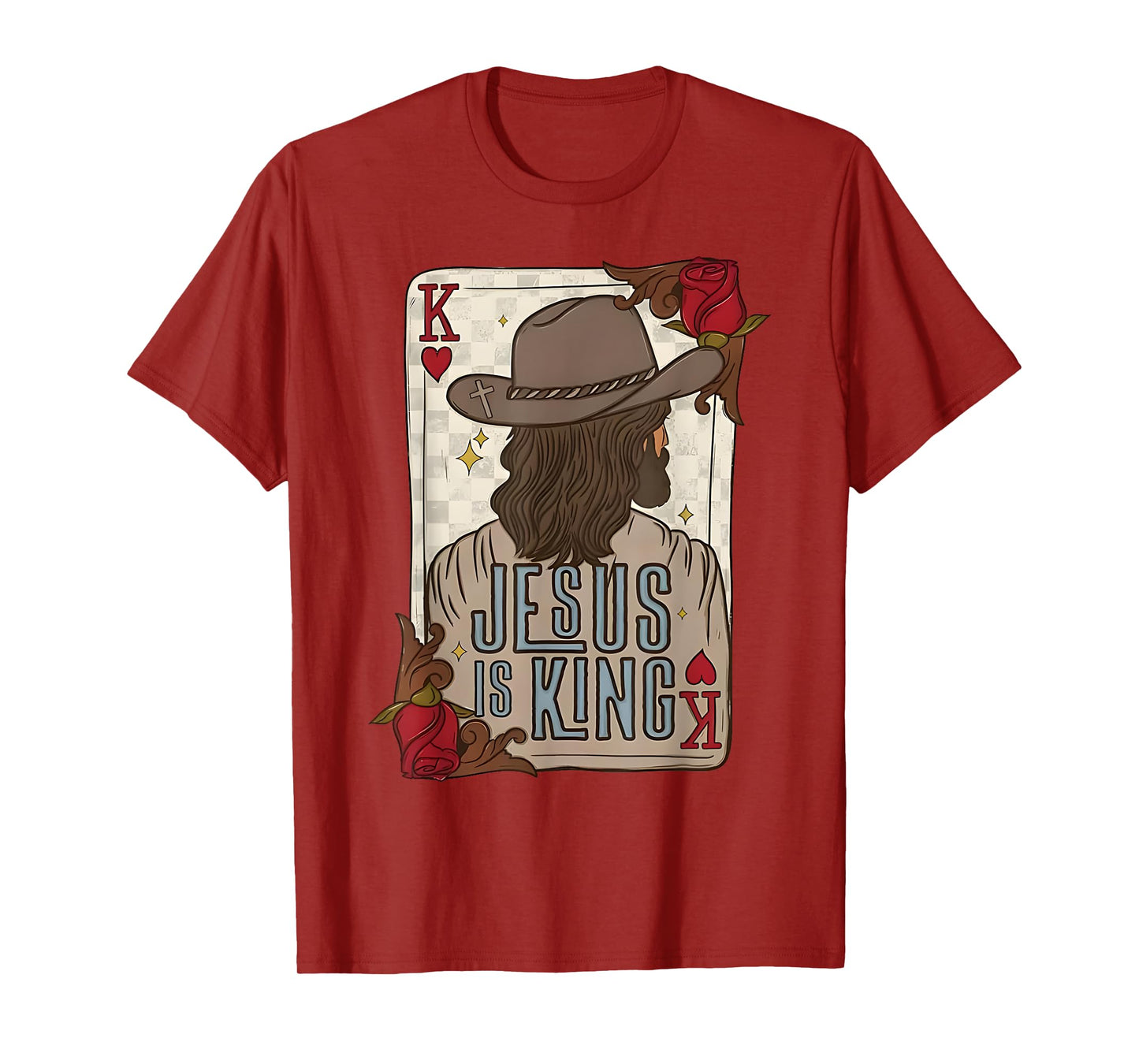 play card jesus is king christian cowboy western country T-Shirt