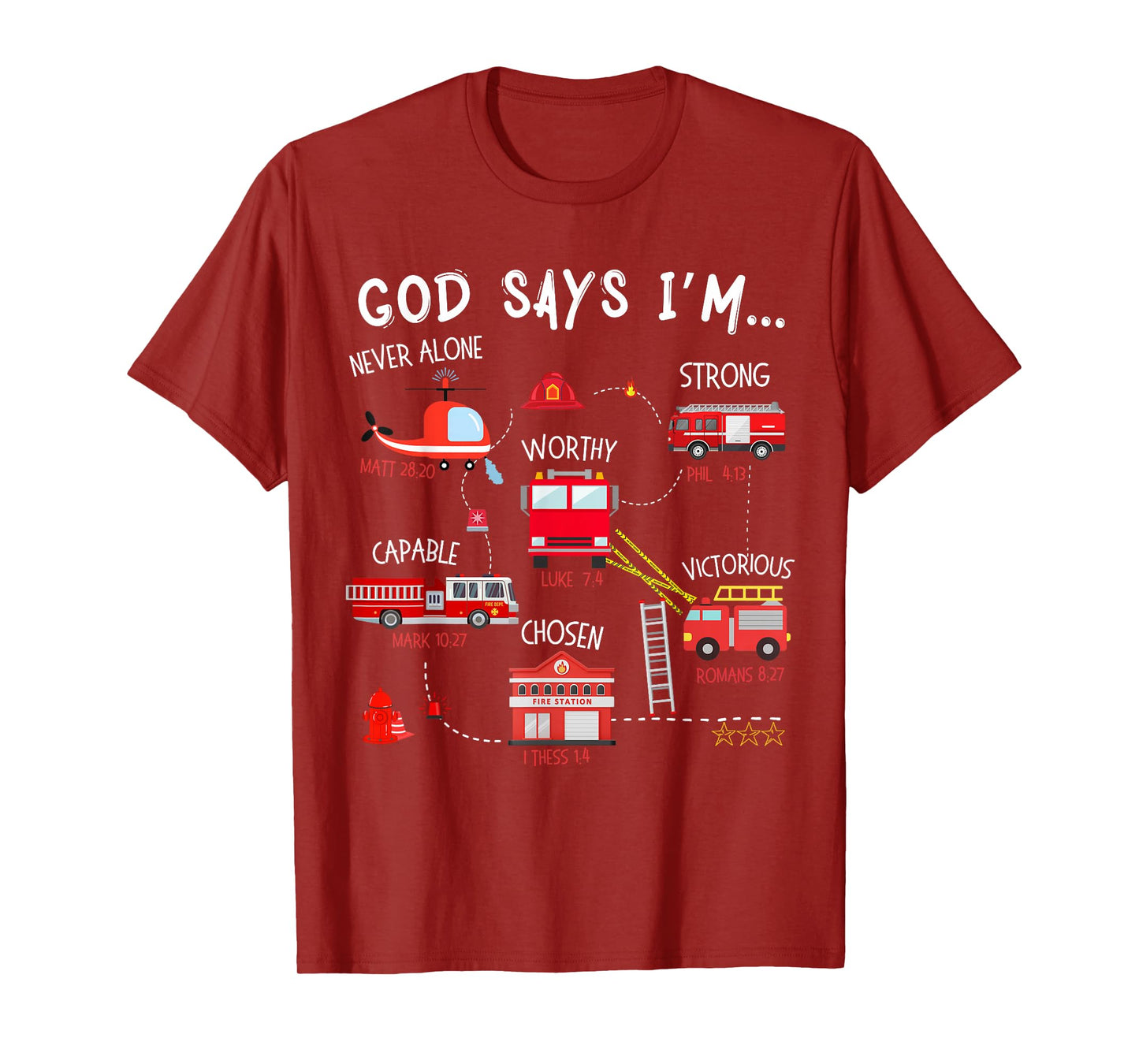 God Says I Am Firefighter Truck Christian Toddler Boys Bible T-Shirt