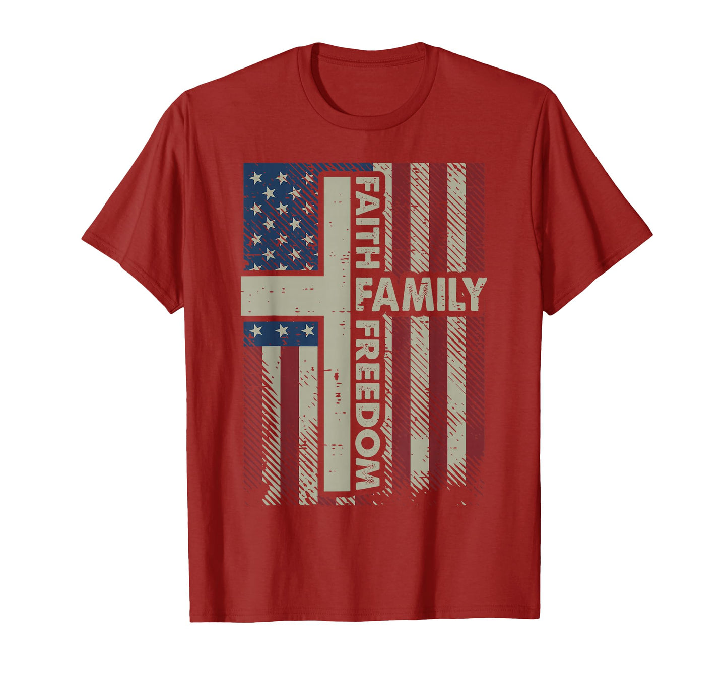 Faith US Flag Christian Religious God Jesus Men Women Kids T-Shirt