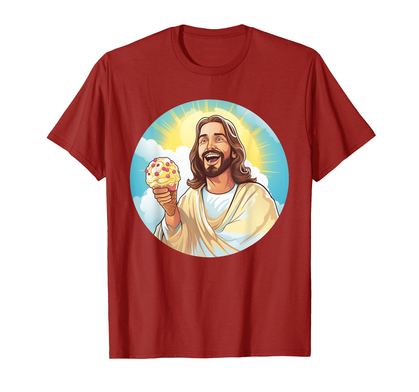 Funny laughing Jesus with Ice Cream for Sweets Lovers T-Shirt for Men Women Kids