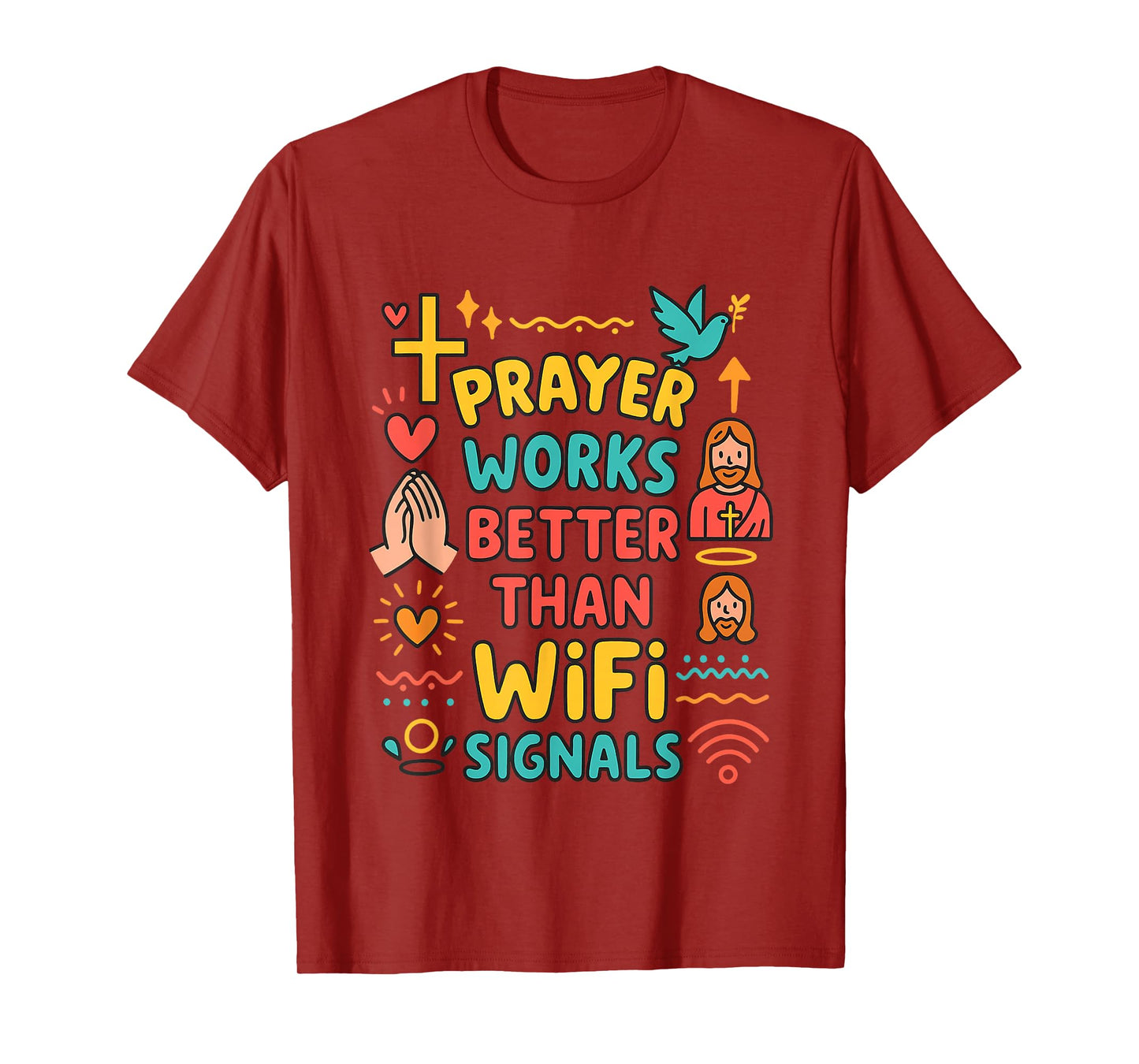 Faith Over WiFi Humor Christian Humor Prayer Quote Boys Kids T-Shirt