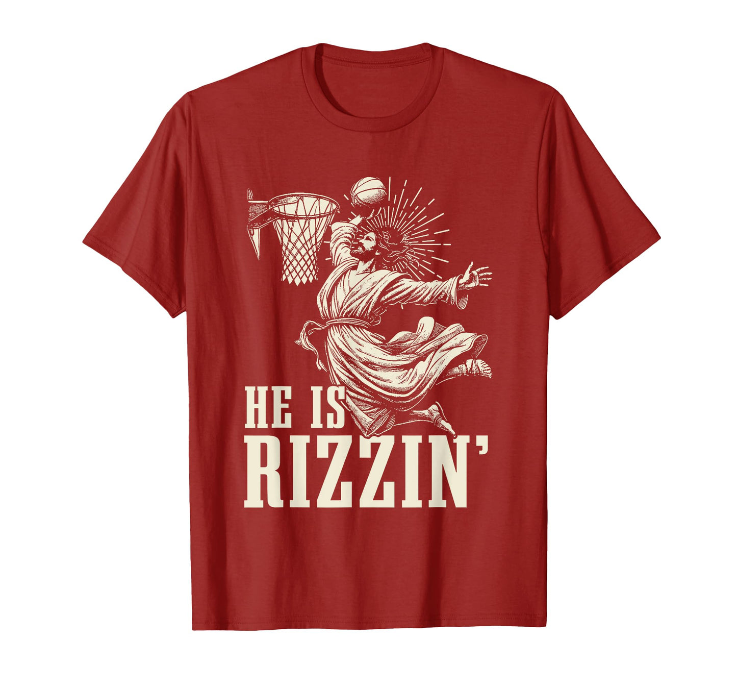 He Is Rizzin Funny Jesus Basketball Easter Christian Men Boy T-Shirt
