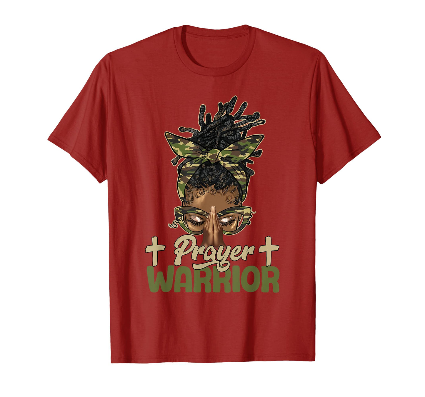 Praying Black Woman Afro Christian Sayings Prayer Warrior T-Shirt