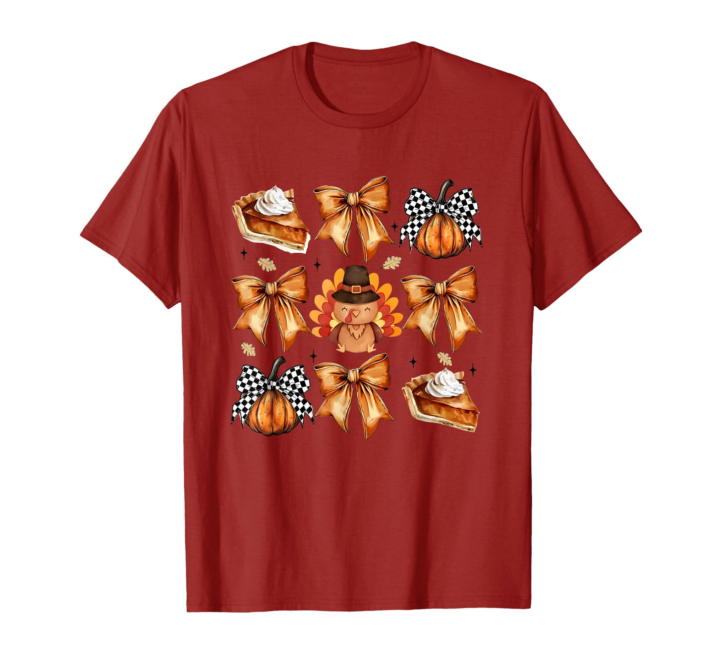 Retro Thanksgiving Fall Pumpkin Fall Coquette Bow Turkey T-Shirt