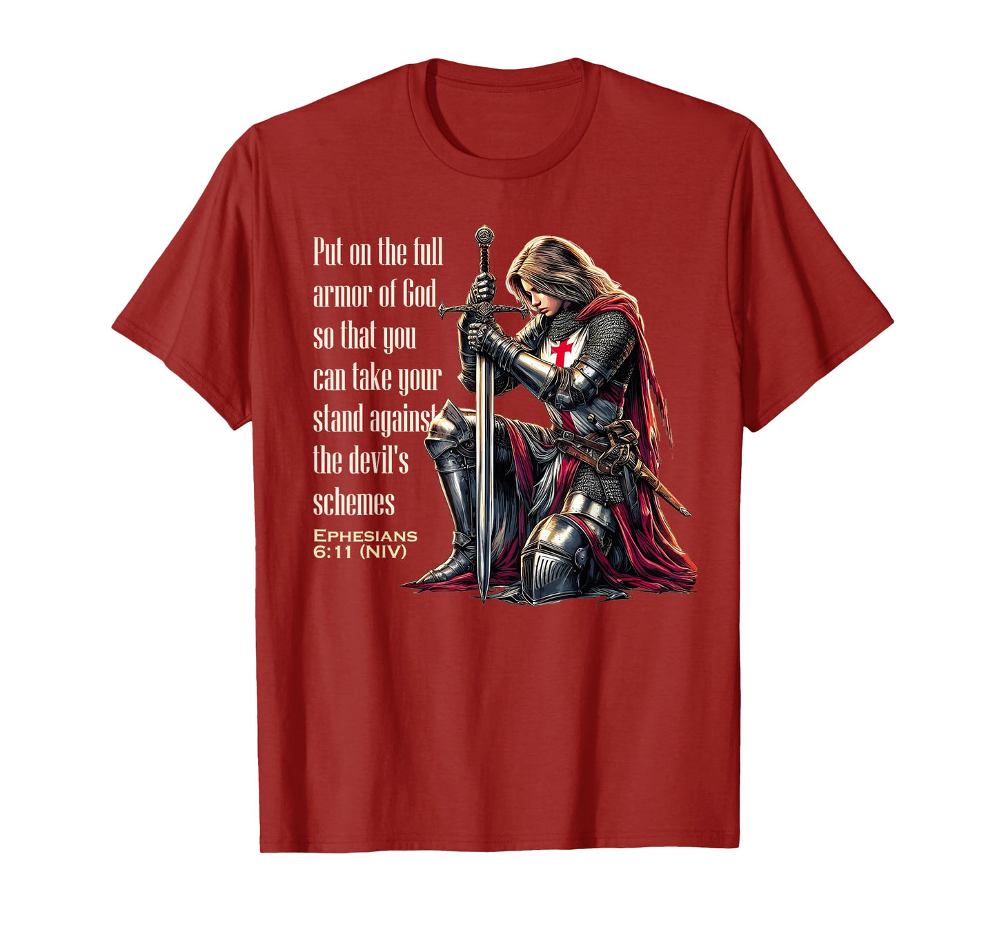 Templar Women Knight Christian Bible Verse Saying Lord T-Shirt
