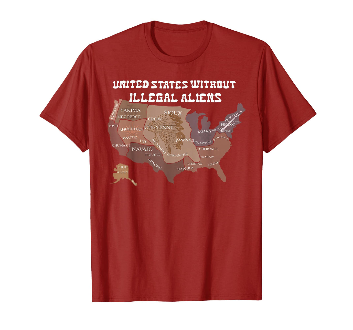 United States Without Illegal Aliens USA Map Funny Quotes T-Shirt