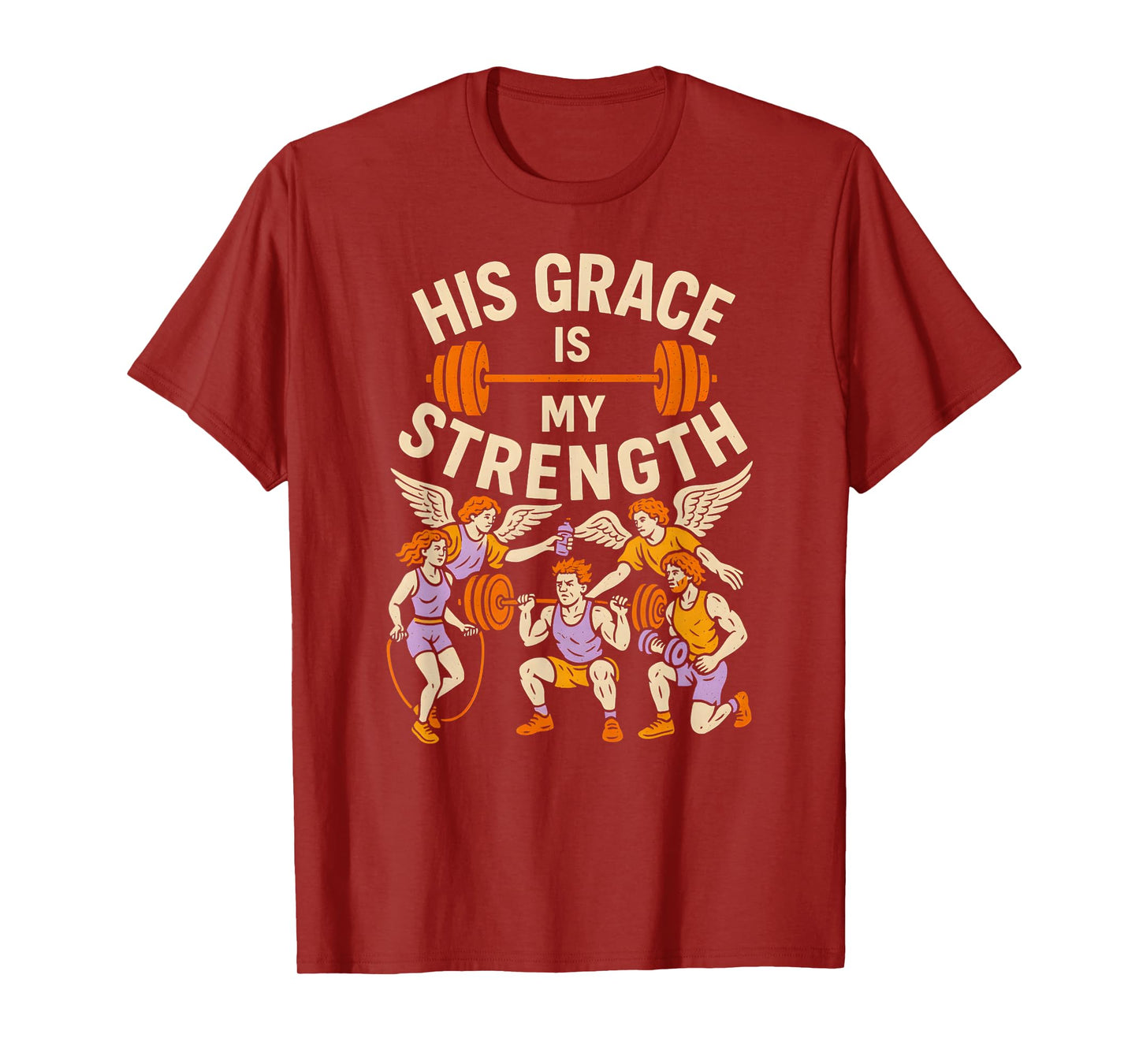 Faith Fitness His Grace is My Strength Cool Mens Bible Verse T-Shirt