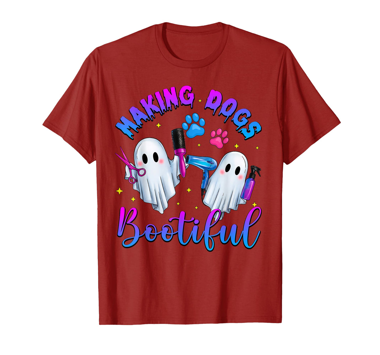 Making Dogs Bootiful Ghost Pet Groomer Halloween Men Women T-Shirt