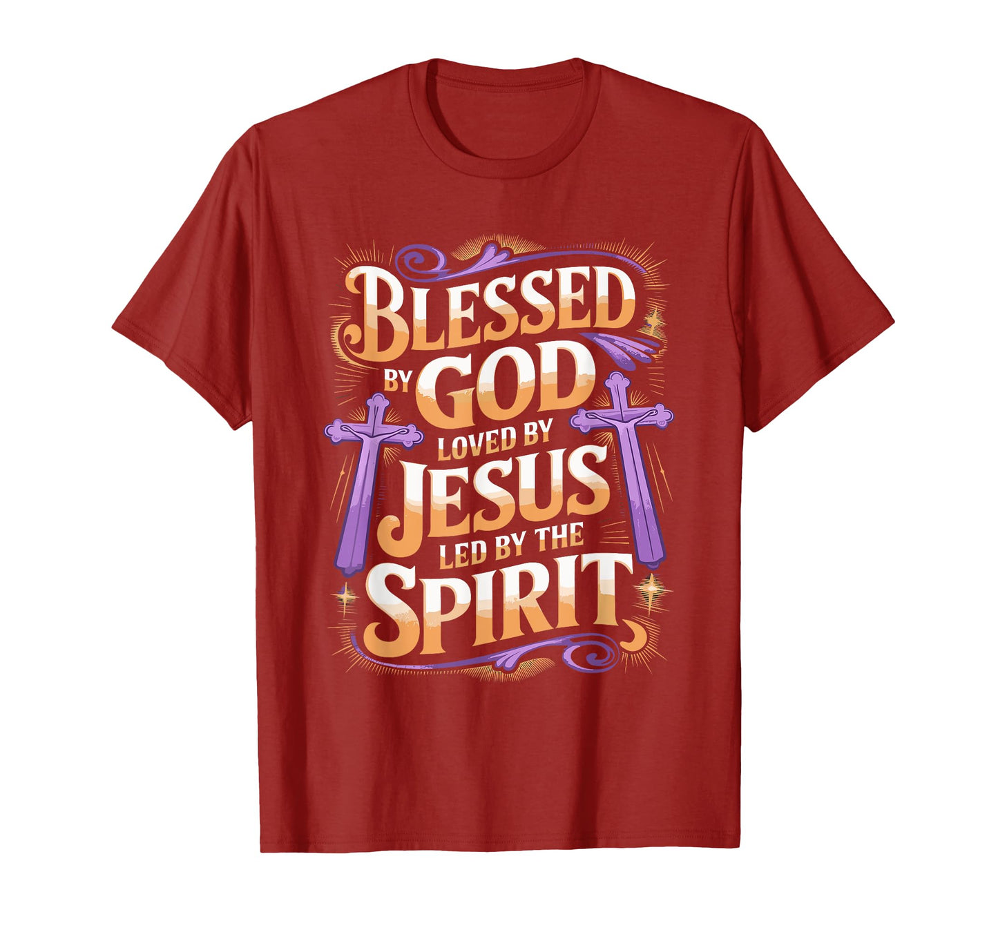 Purple Floral Cross Faith Affirmations for Christians T-Shirt