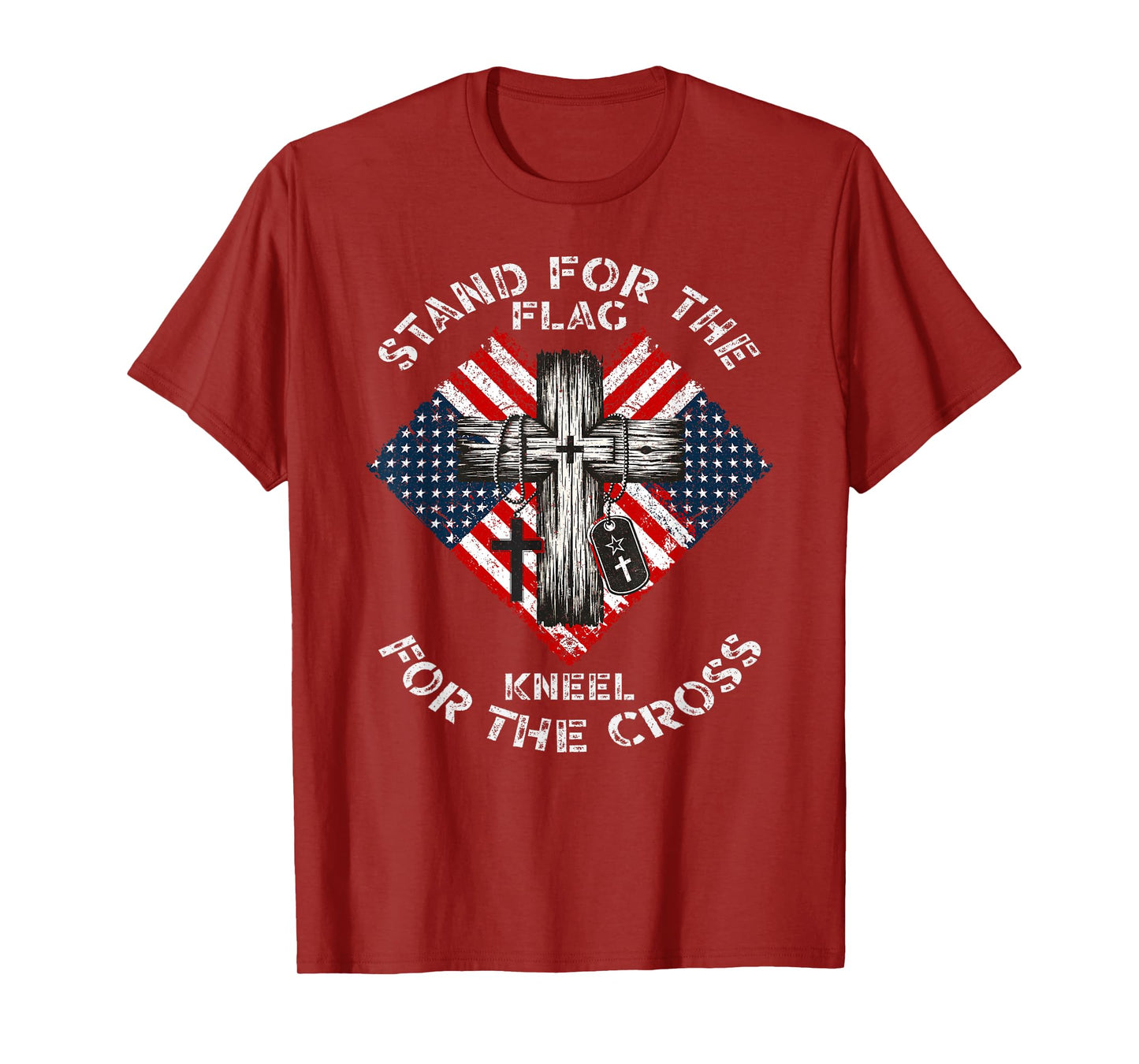 Stand for Flag Kneel for Cross USA Christian Graphic T-Shirt