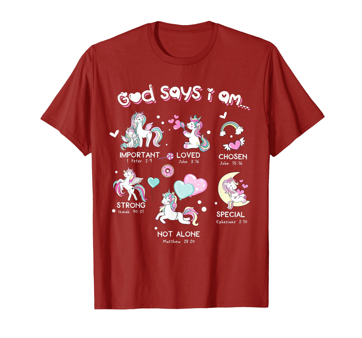 God Says I'm Cute Funny Unicorn Christian Girl Bible Lover T-Shirt