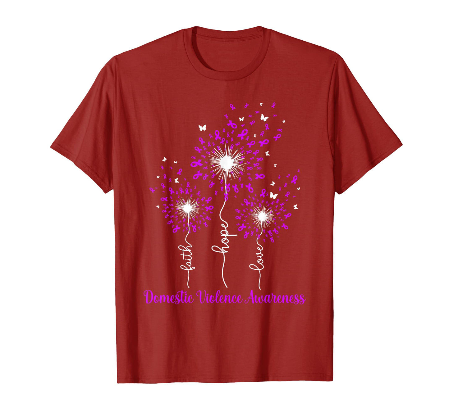 Dandelion Faith Hope Love Domestic Violence Awareness T-Shirt