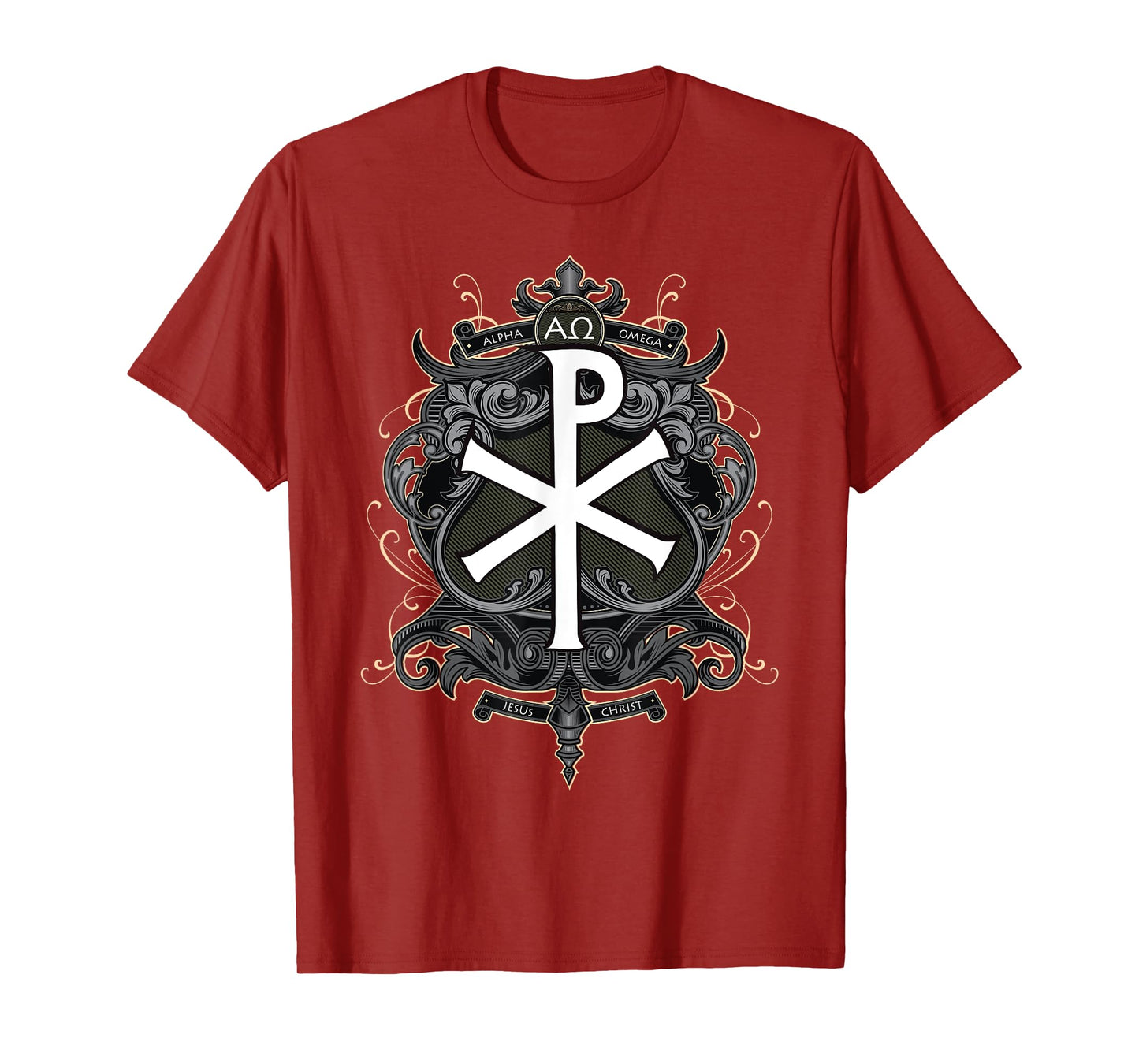 Christogram Jesus Christ Symbol Chi Ro Alpha Omega Catholic T-Shirt