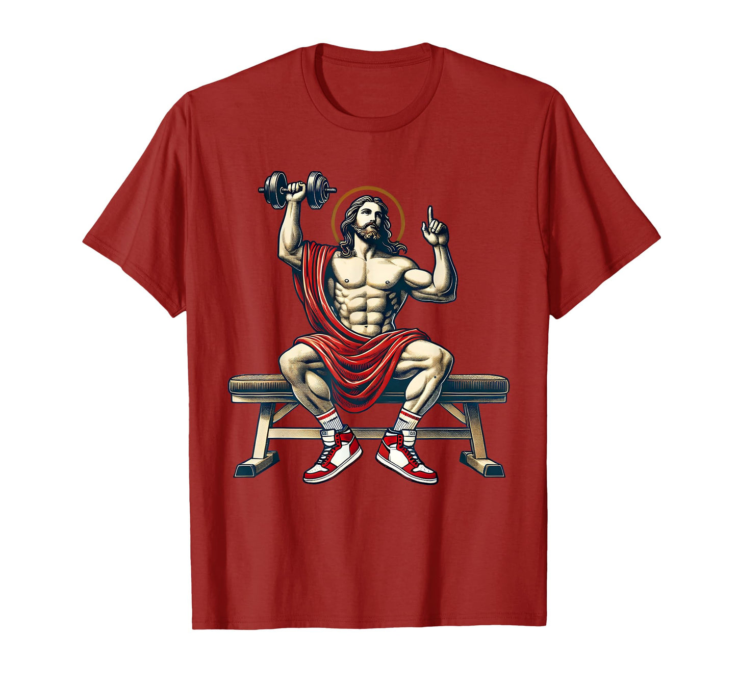 Trendy Lord Jesus Bodybuilding Workout Jesus Lifting Weights Funny Christian Unisex-Adults Workout T-Shirt Black Small