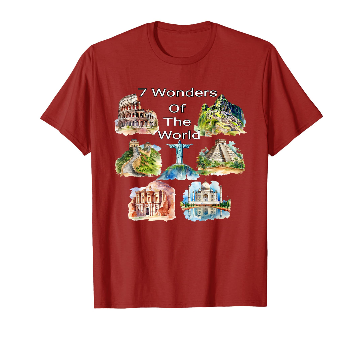 7 Wonders of the World - Travel Enthusiast Design T-Shirt