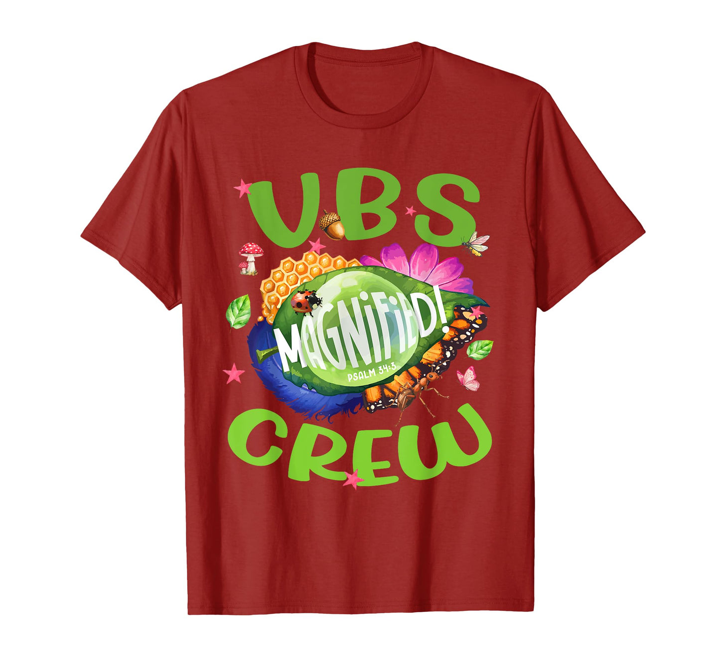 VBS Crew Magnified Psalm 34:3 Christian Bug Summer Faith T-Shirt