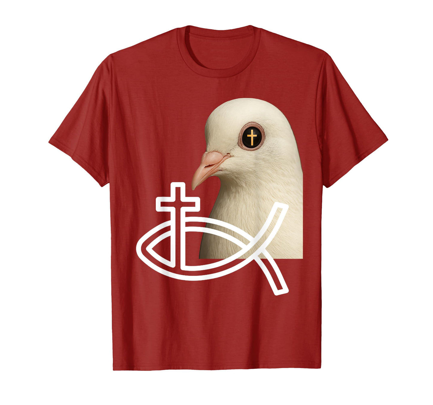 White Christ Dove Portrait with Cross Reflection in Eye T-Shirt