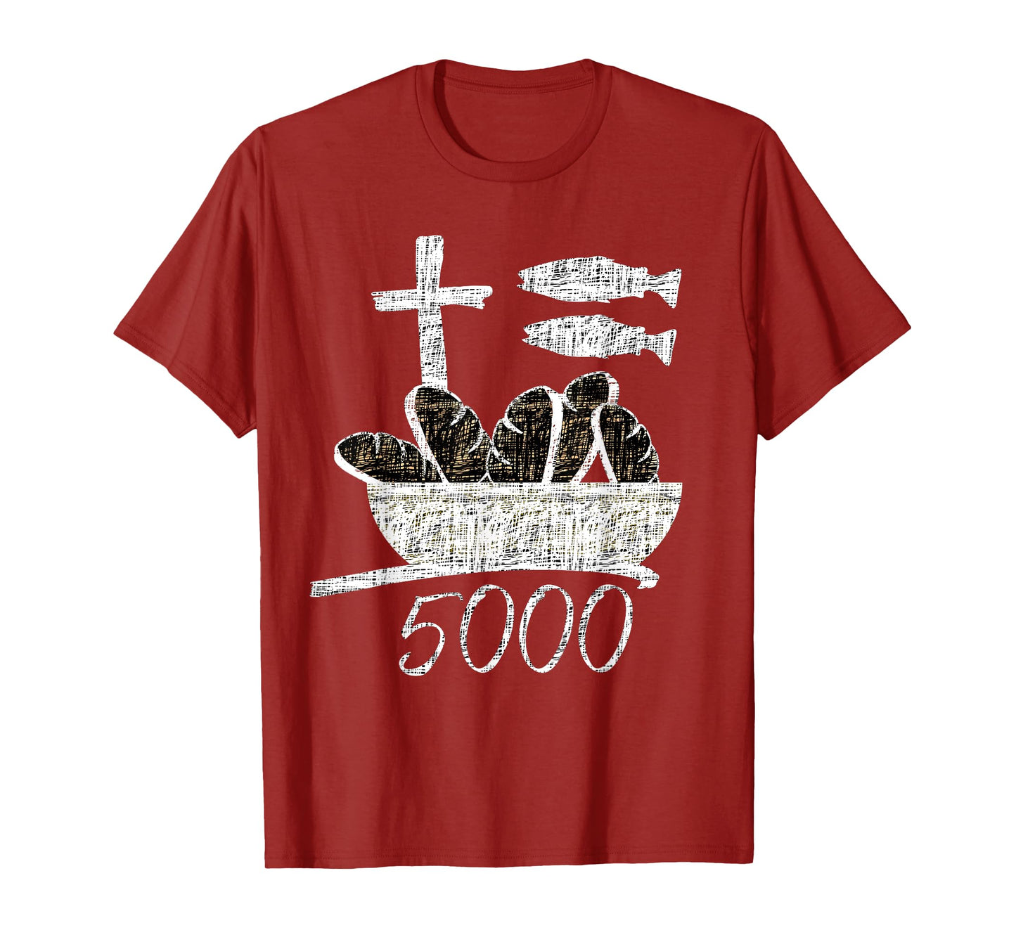 2 Fishes 5 Breads Bible Verses Jesus Feeds 5000 Christians T-Shirt