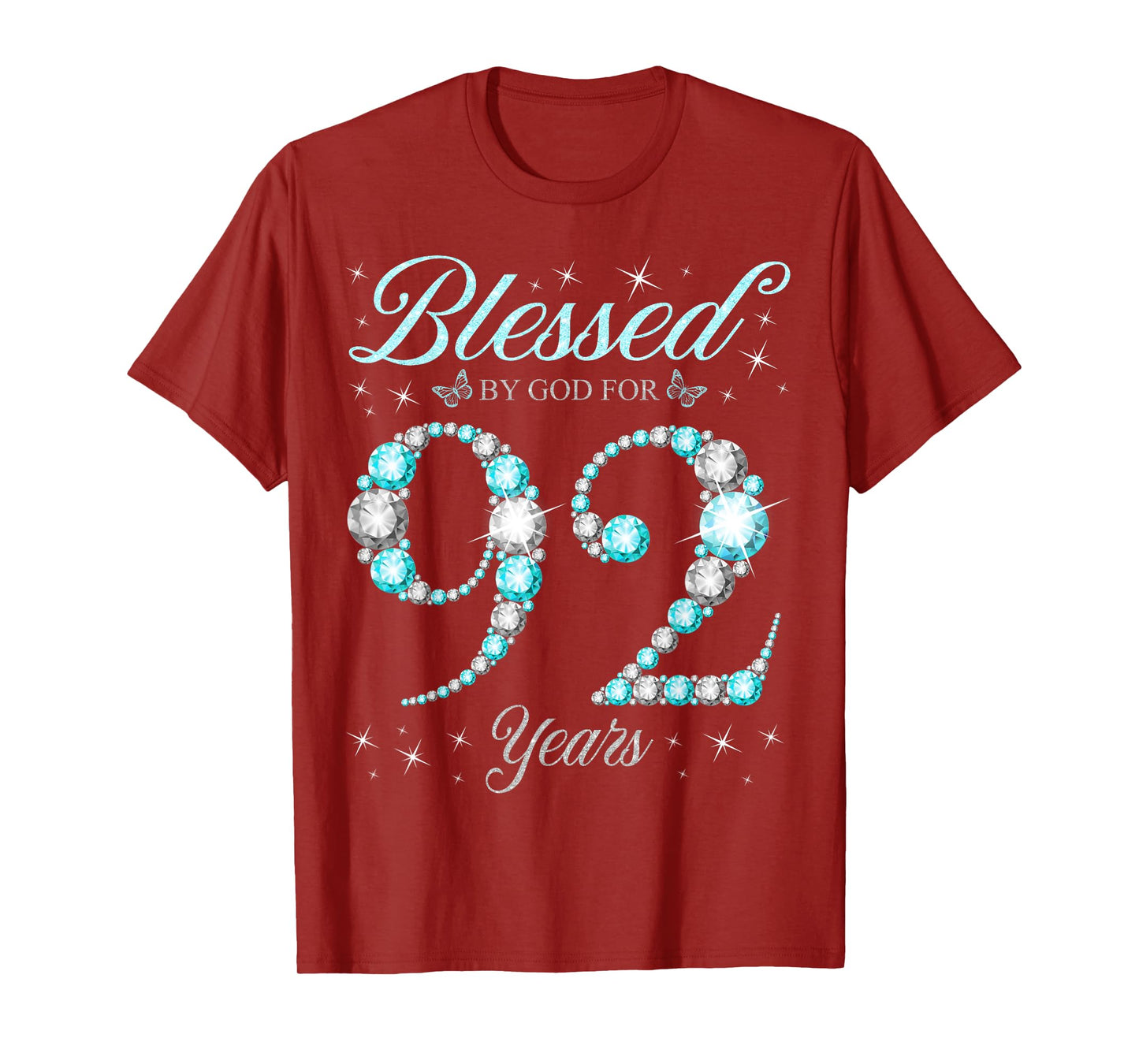 Blessed By God For 92 Years Old 92nd Birthday B-Day Party T-Shirt