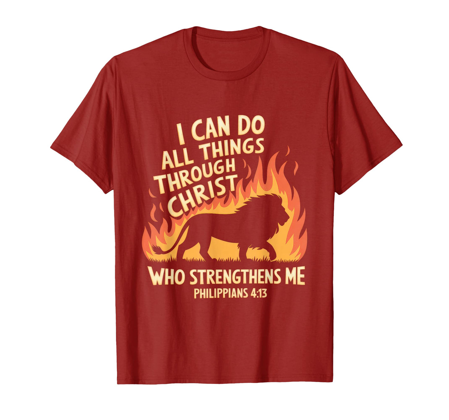 Christian Tshirt Philippians 4:13 Religious Lion Strengthens T-Shirt