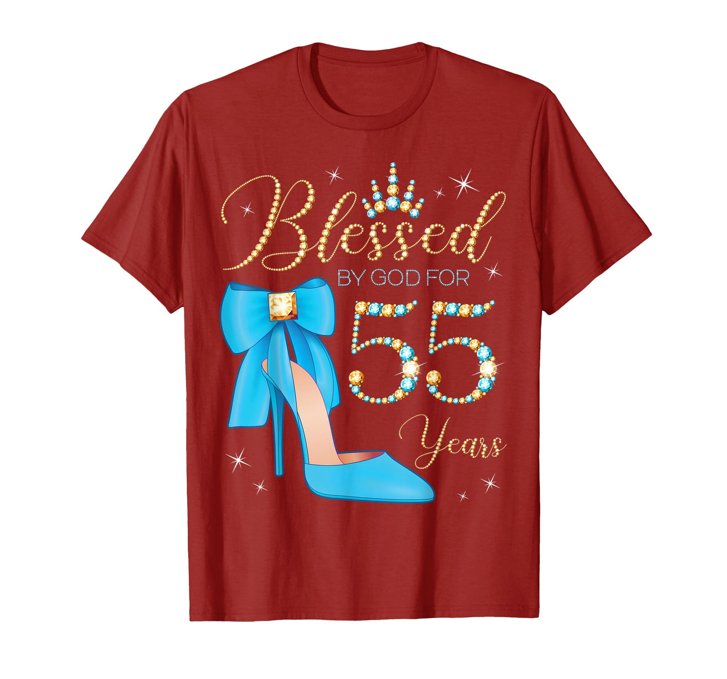 Blessed By God For 55 Years Old 55th Birthday Party Queen T-Shirt