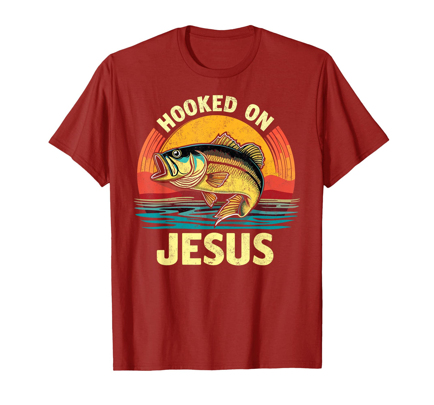 Hooked on Jesus Bible Verse Christian Fisherman Bass Fishing T-Shirt