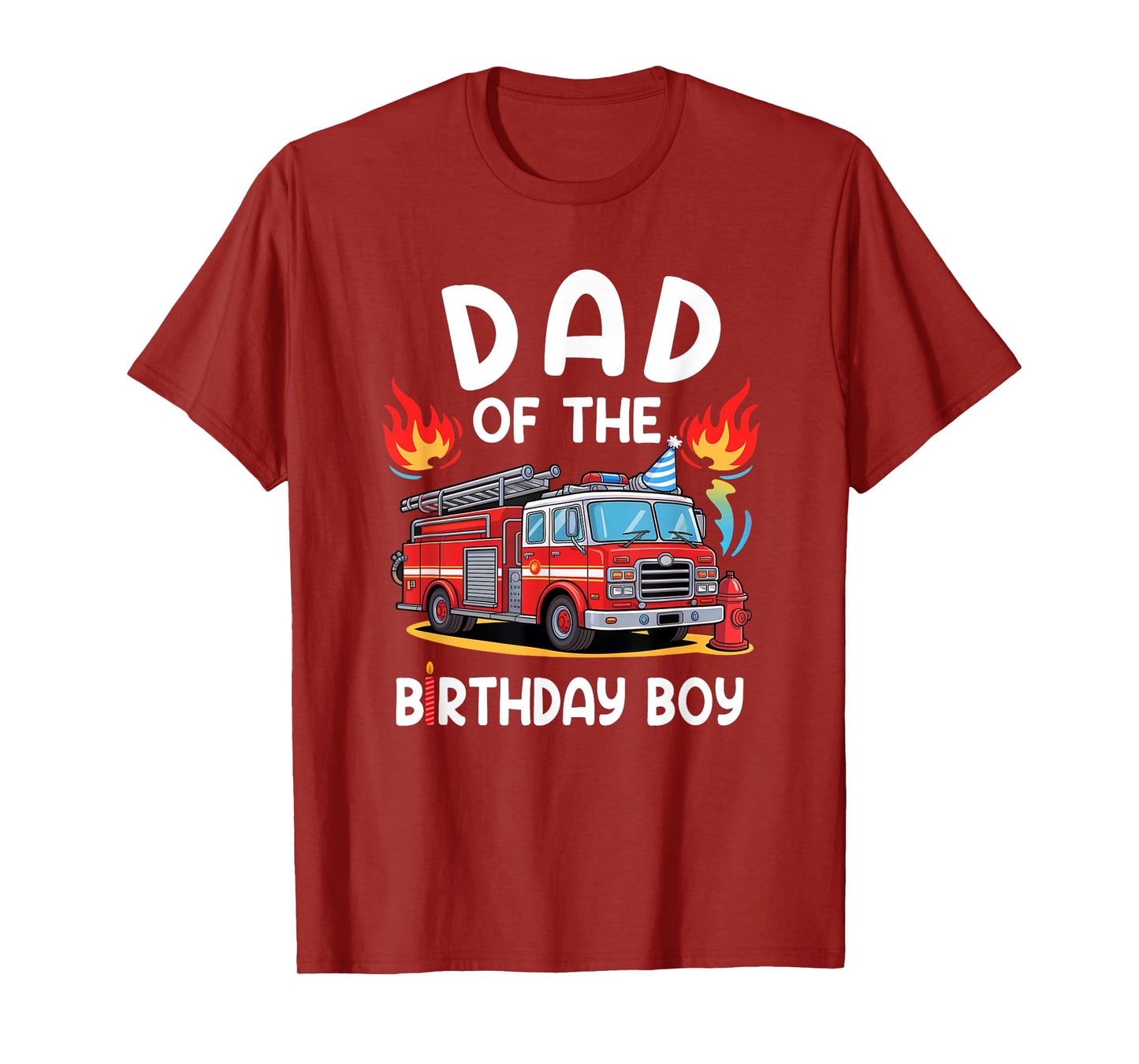 Dad Of The Birthday Boy Fire Truck Firefighter 1St Party T-Shirt