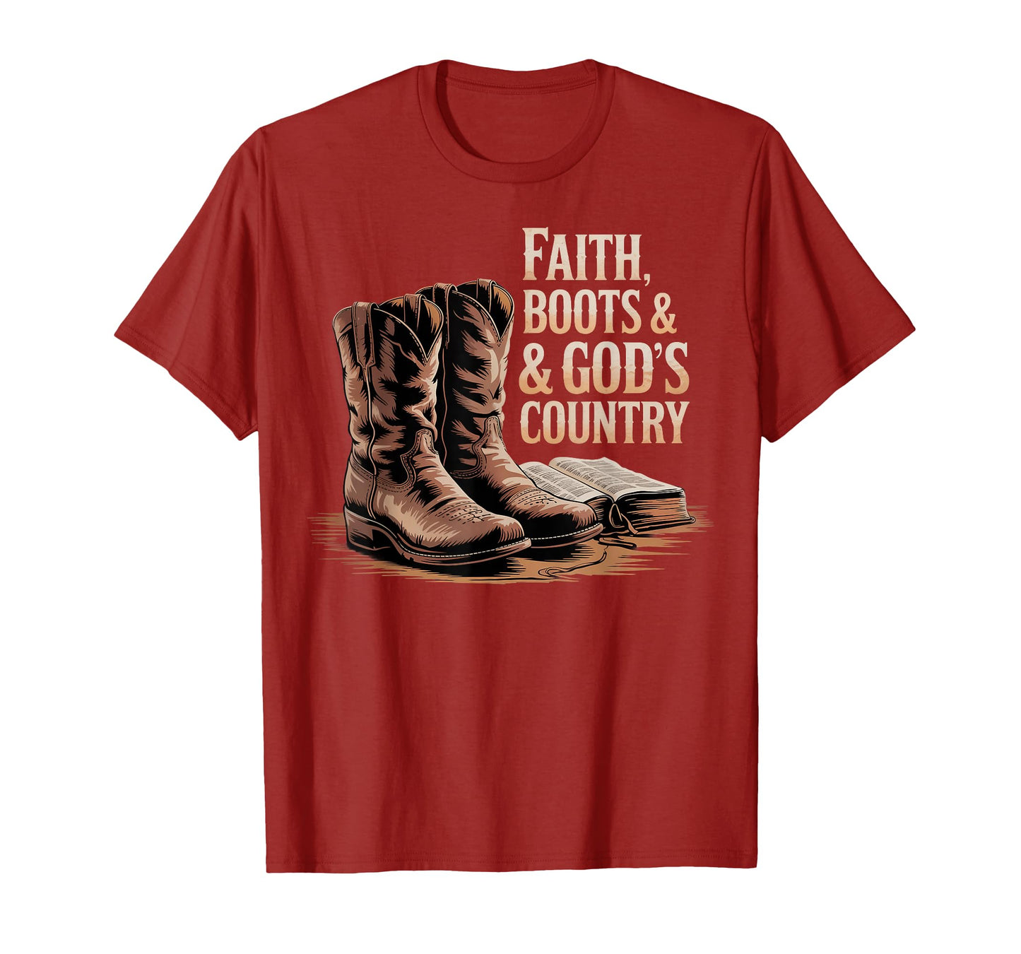 Faith Boots God's Good Country Western Design T-Shirt