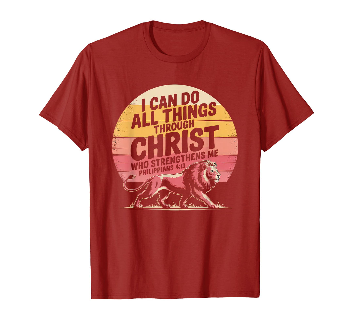 Christian Tshirt Philippians 4:13 Religious Lion Strengthens T-Shirt
