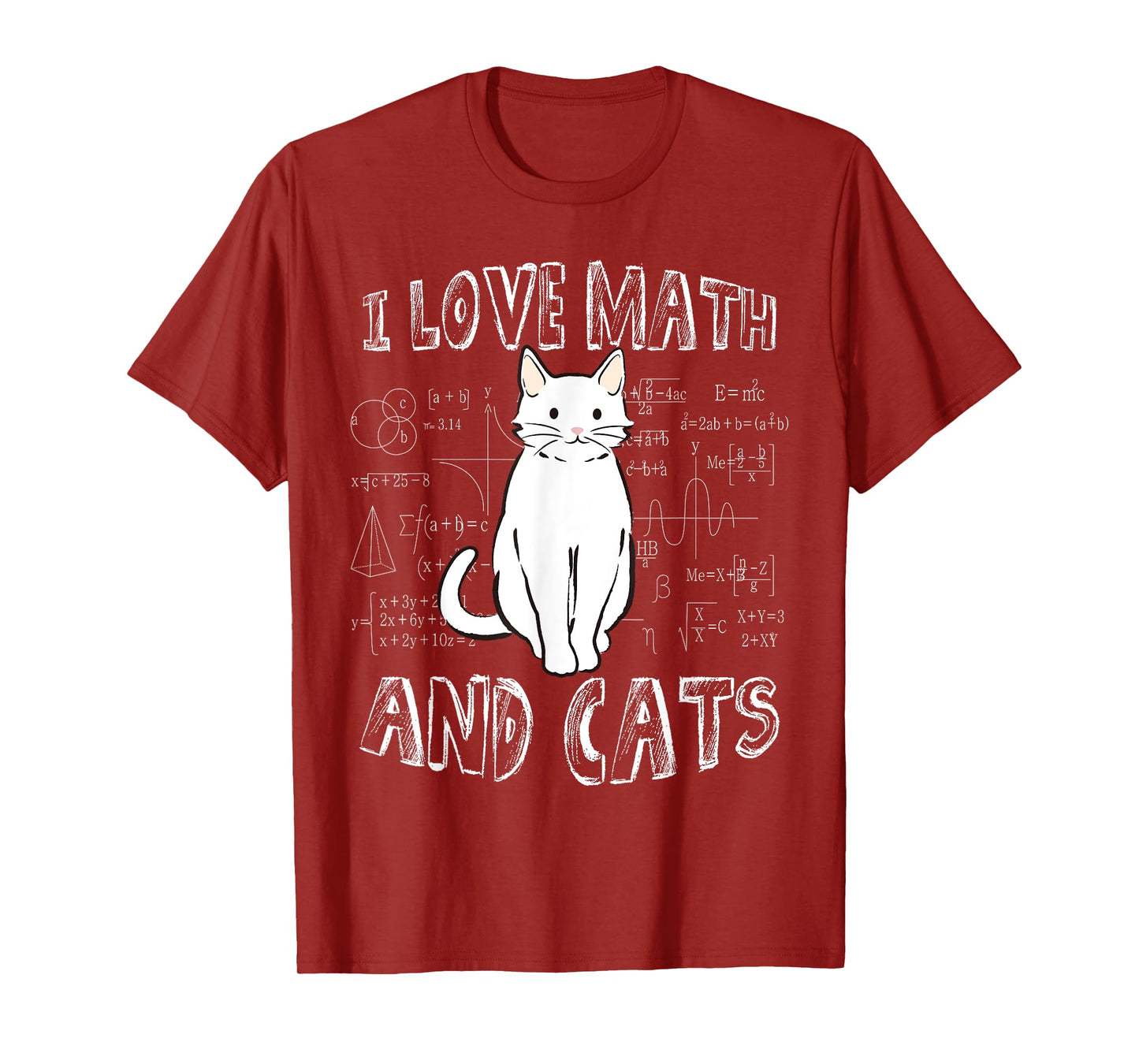 I Love Math And Cats Cute Funny Pet Lover Teacher Student T-Shirt