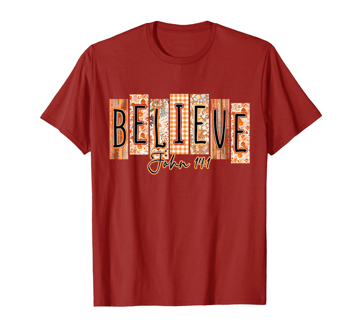 Believe Bible Verse Preppy Fall Christian Pumpkin Spice T-Shirt