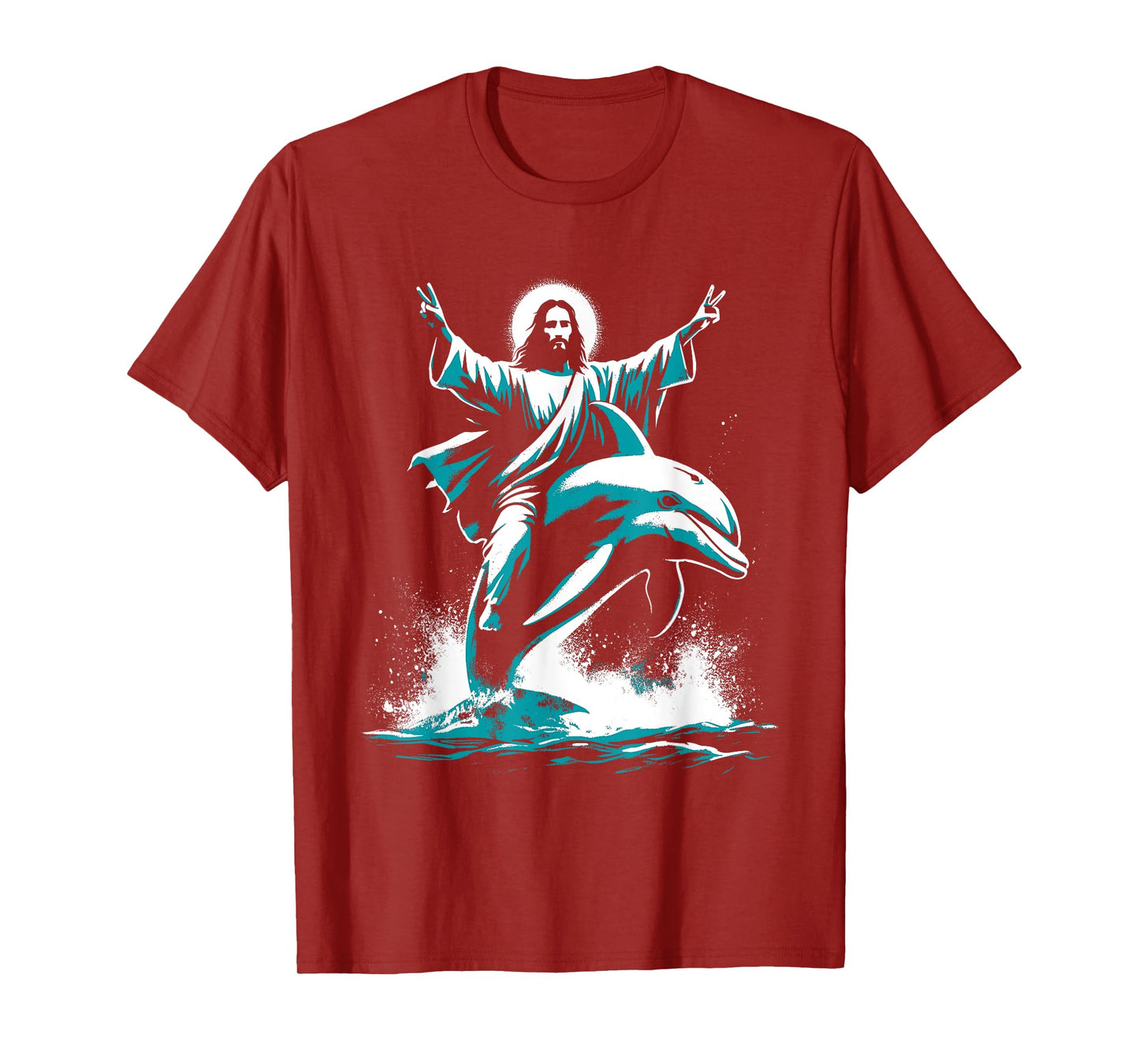 Jesus Riding A Dolphin - Funny Christian Religious Dolphin T-Shirt