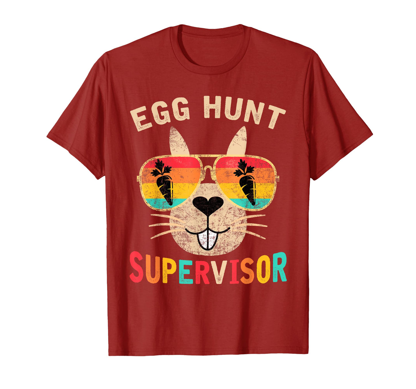 Egg Hunt Supervisor Retro Egg Hunting Party Mom Dad Easter T-Shirt