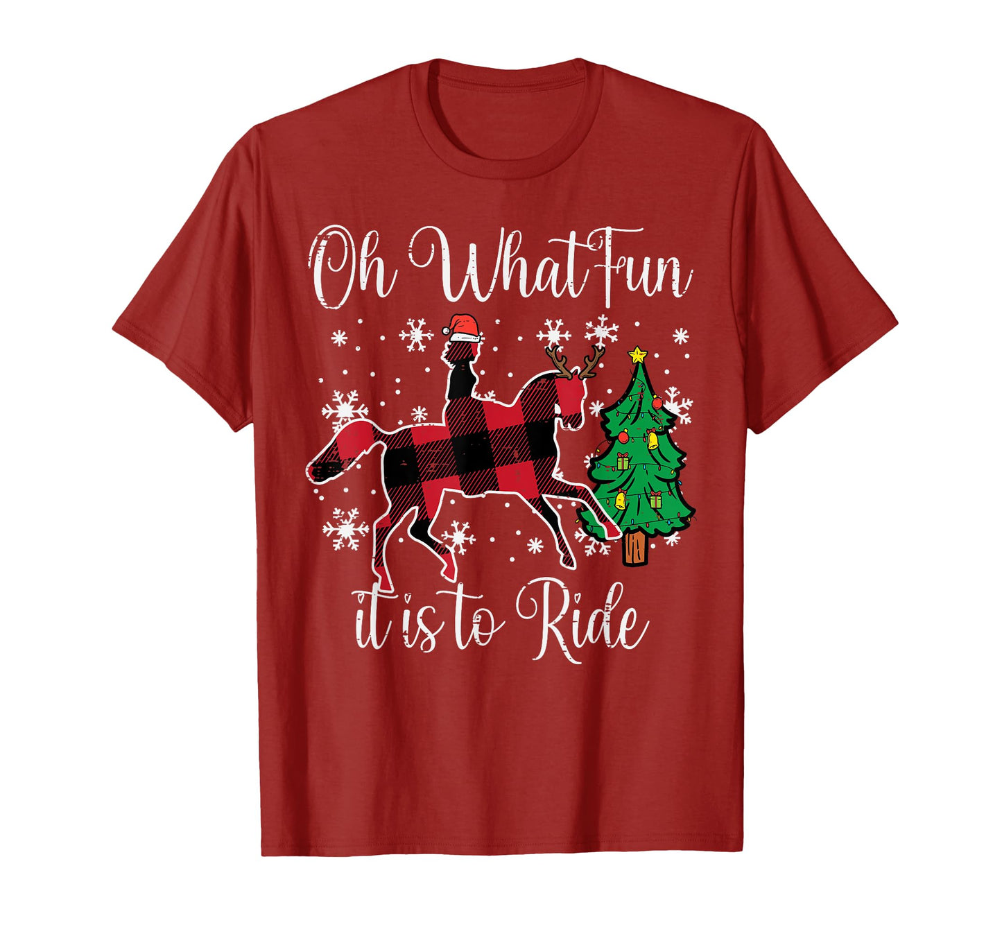 Horse Oh What Fun It Is To Ride Christmas Xmas Girls Women T-Shirt