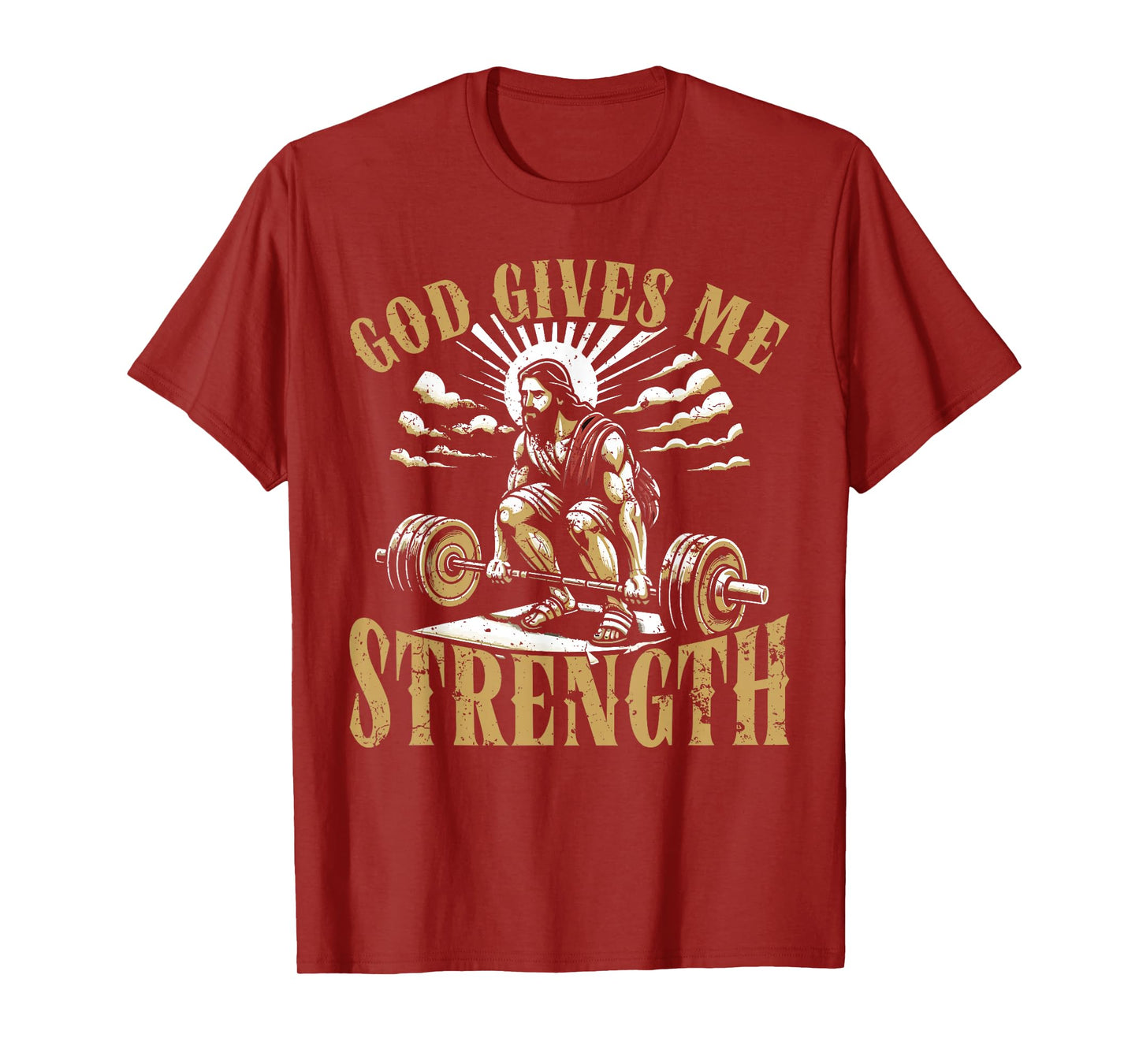 God Gives Me Strength Christian Gym Workout Motivation T-Shirt