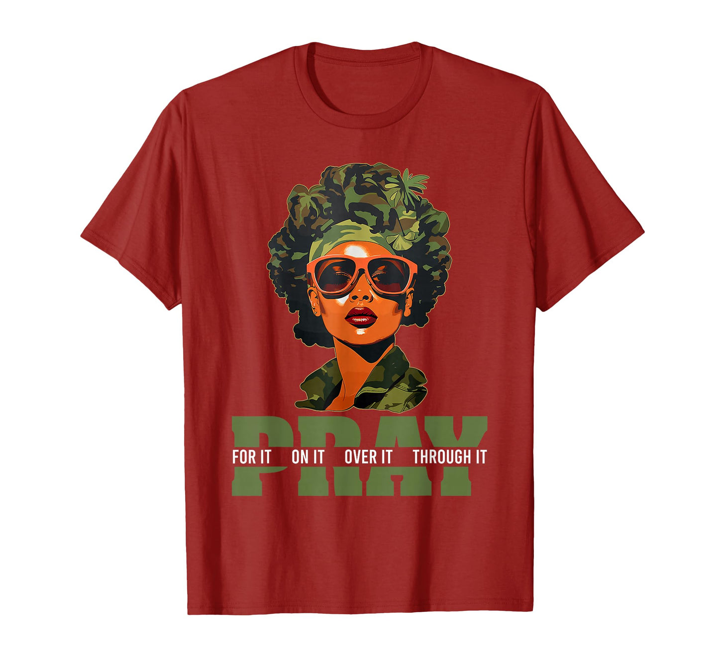 Pray On It Pray Over It Black Woman Afro Christian Sayings T-Shirt