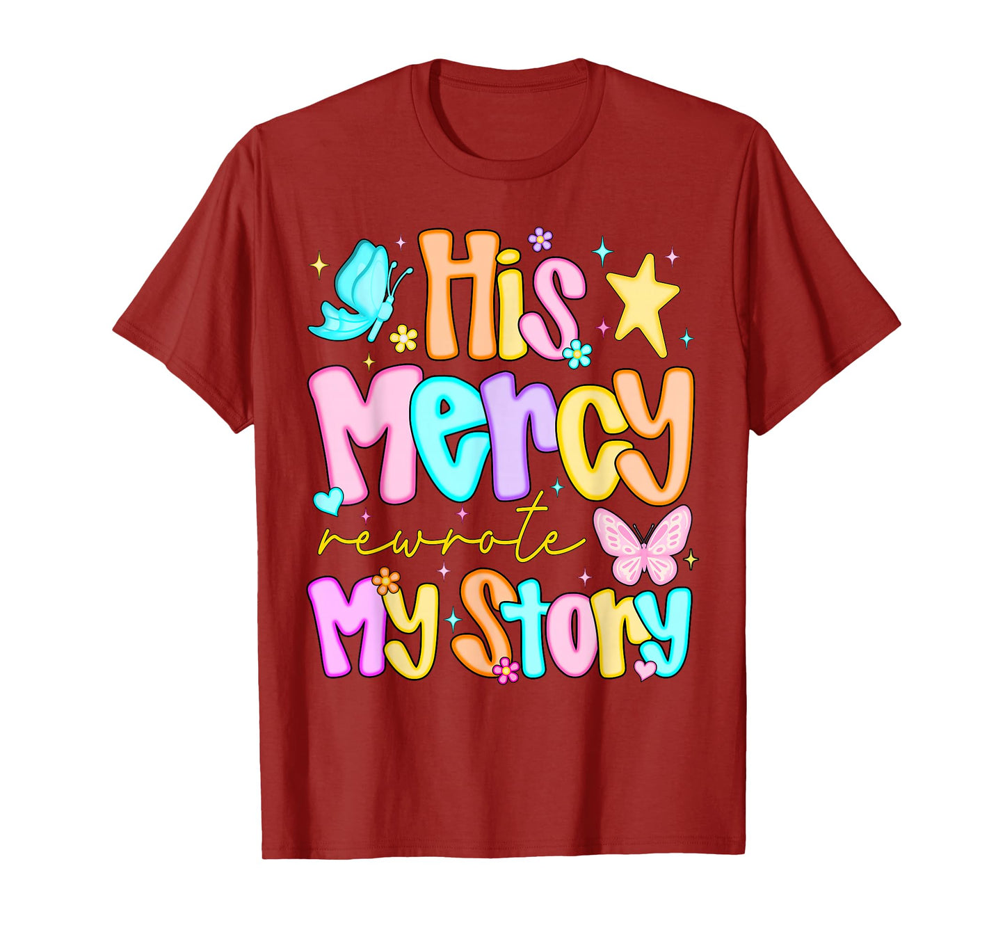 His Mercy Rewrote My Story Merry Christmas Christian Faith T-Shirt
