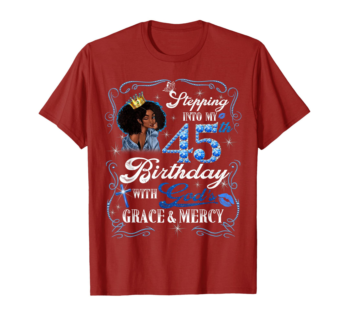 Womens Stepping Into My 45th Birthday With Grace & Faith T-Shirt