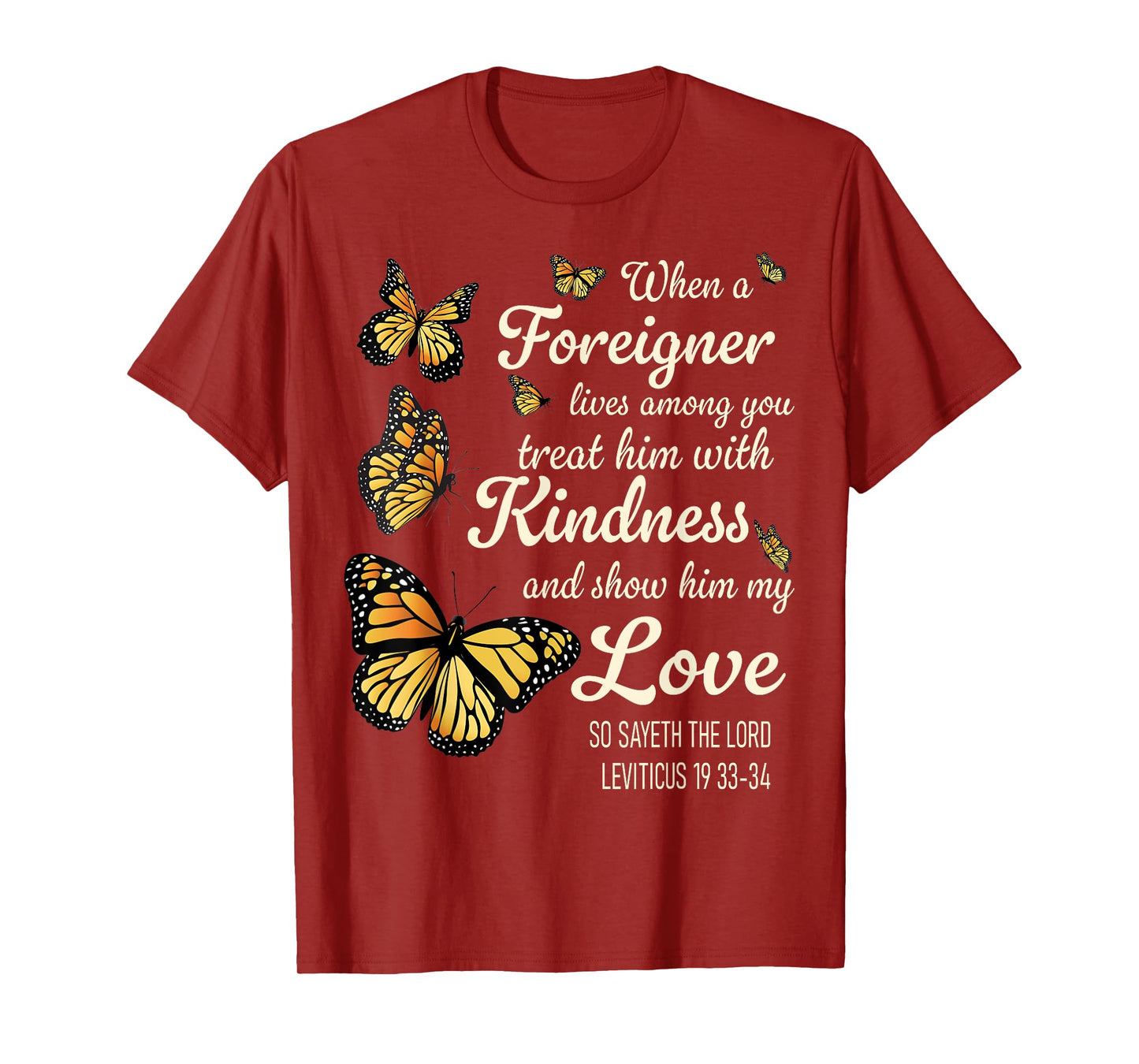 Bible Verse, Leviticus 19, Be Kind To Foreigners, Christian T-Shirt