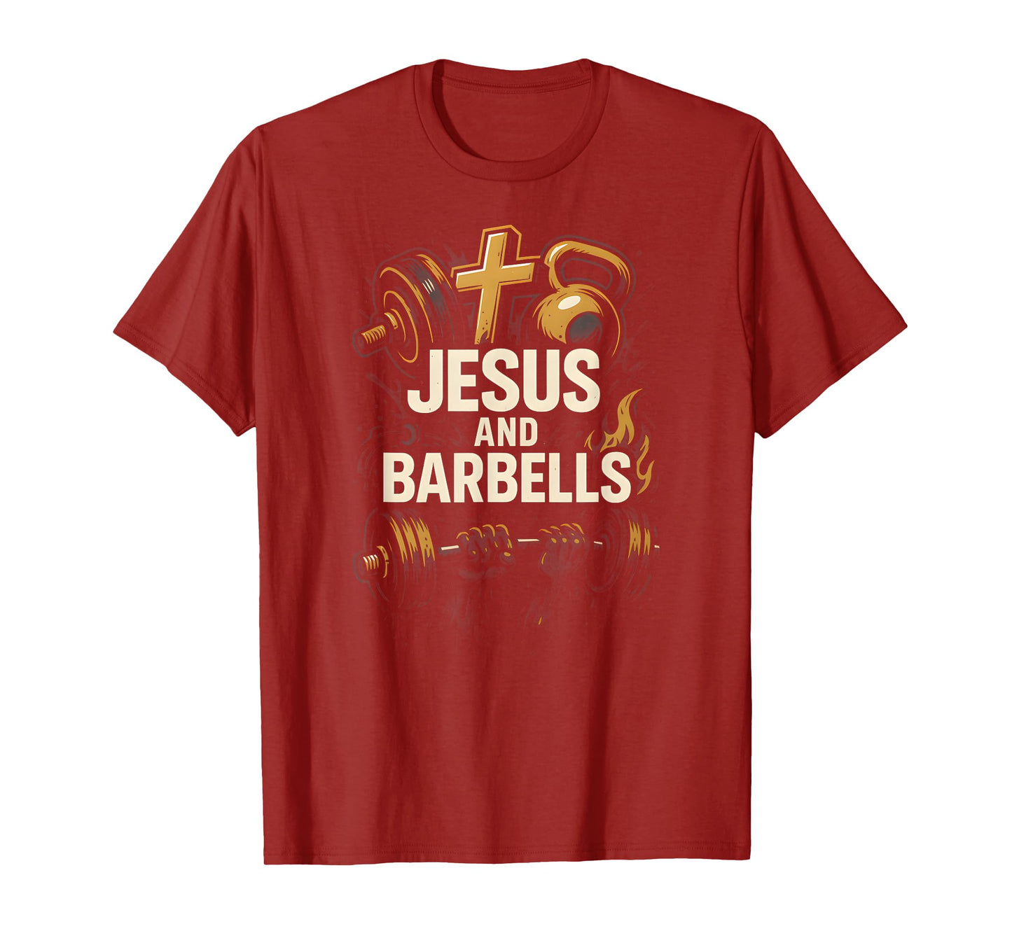 Christian Fitness Jesus and Barbells Cool Mens Faith Apparel T-Shirt
