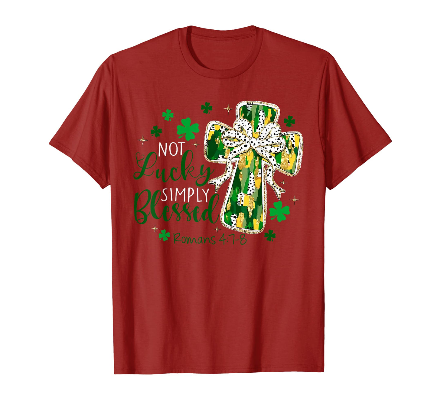 Not Lucky Simply Blessed Coquette Bow Cross St Patrick's Day T-Shirt