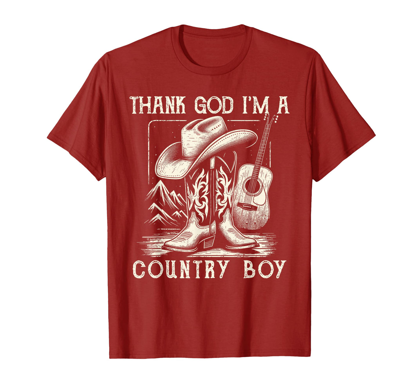 Thank God I'm A Country Music Boy Cowboy Western Retro T-Shirt