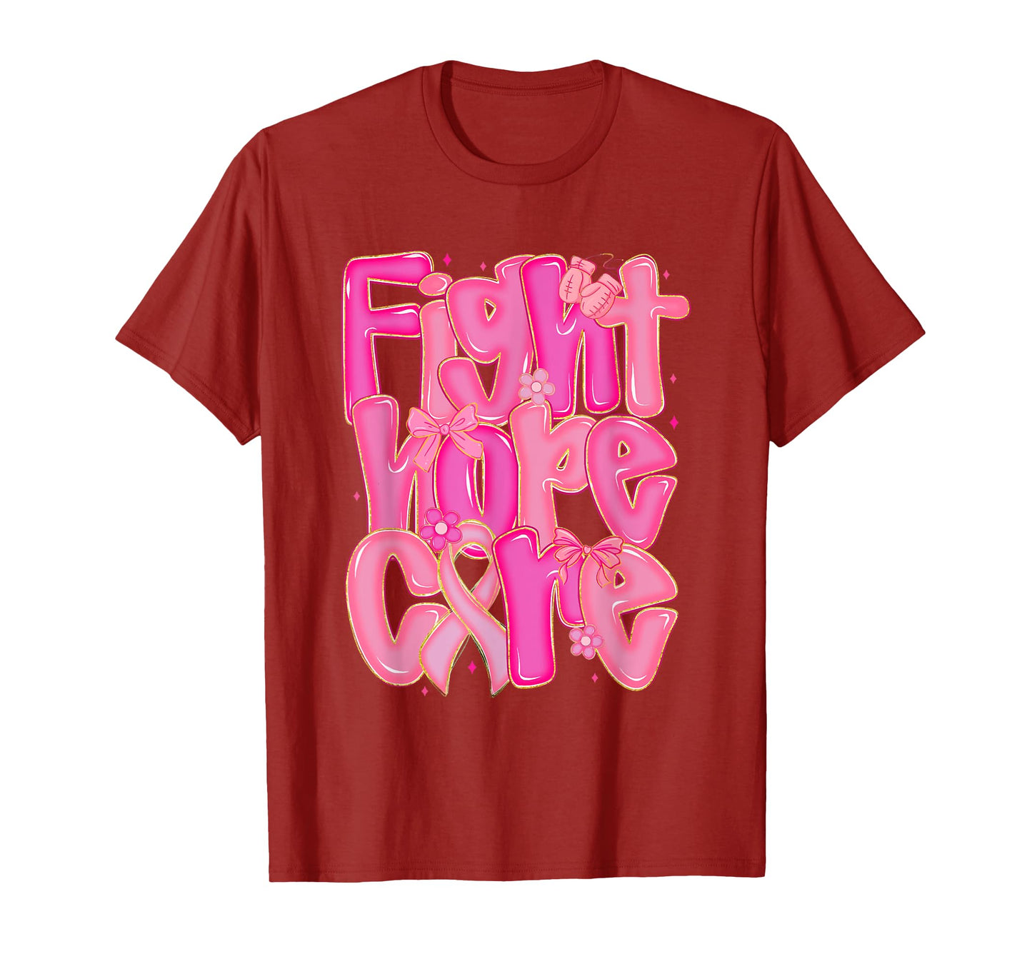 Retro Faith Hope Cure Pink Ribbon Breast Cancer Awareness T-Shirt