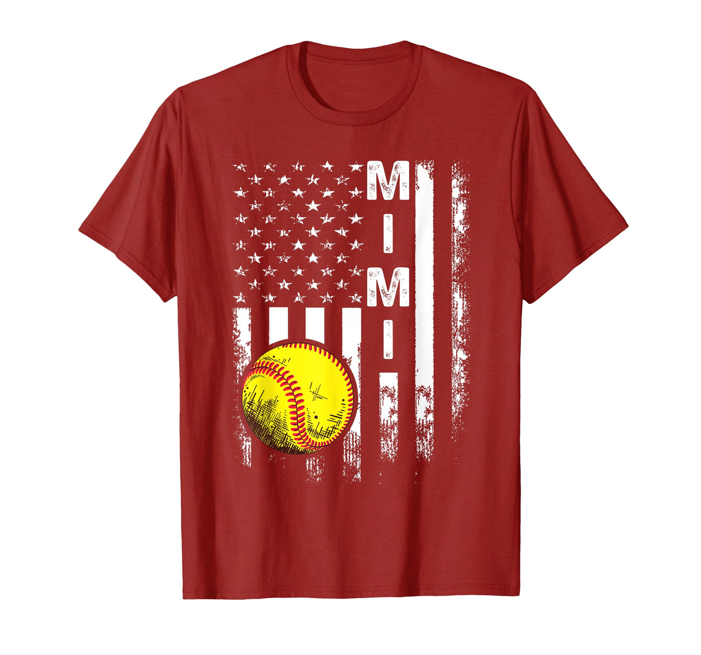 Softball Mimi America Flag Men Women Vintage Christmas T-Shirt