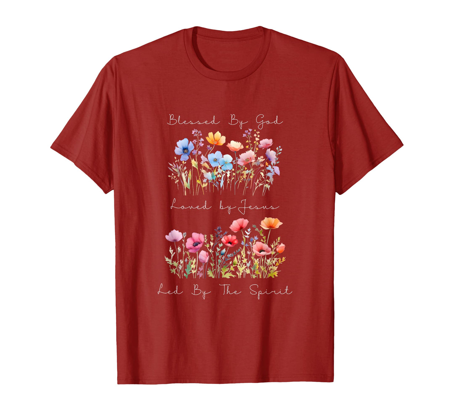 Blessed by God Loved by Jesus Wildflower Floral Christian T-Shirt