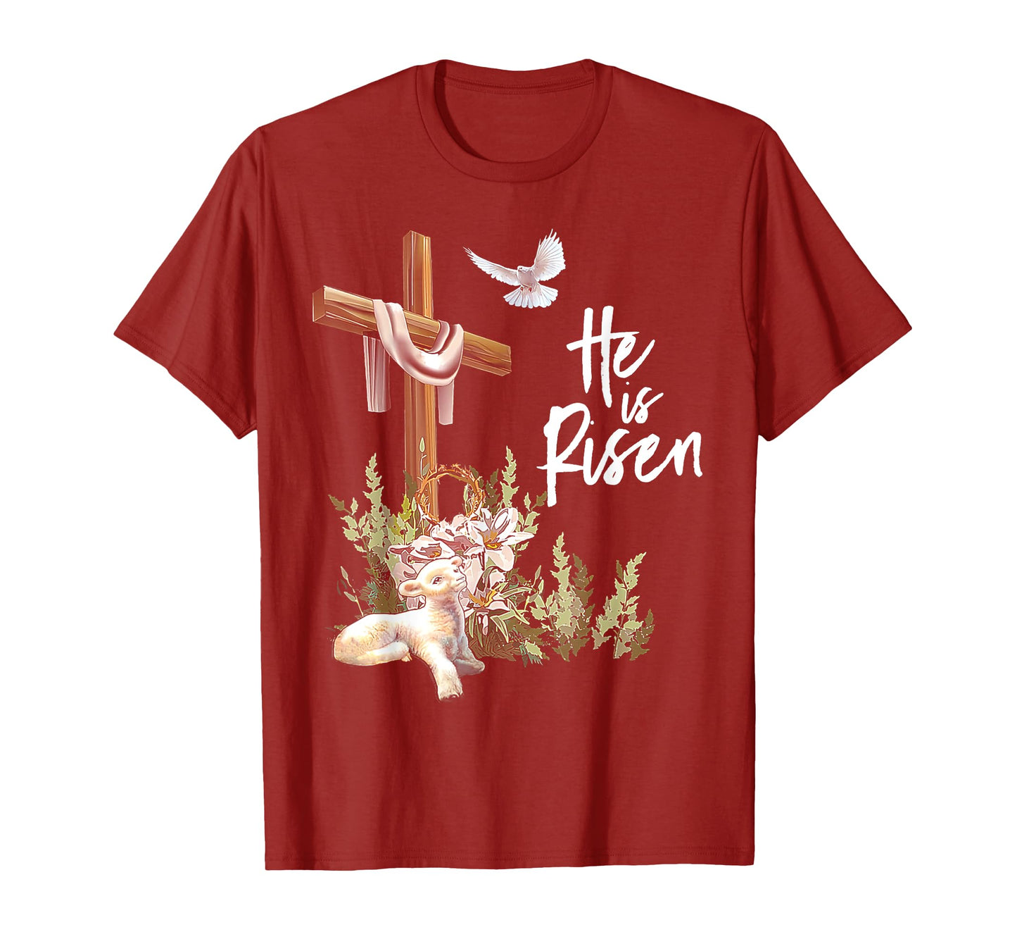 He Is Risen Cross Dove Sheep T-Shirt