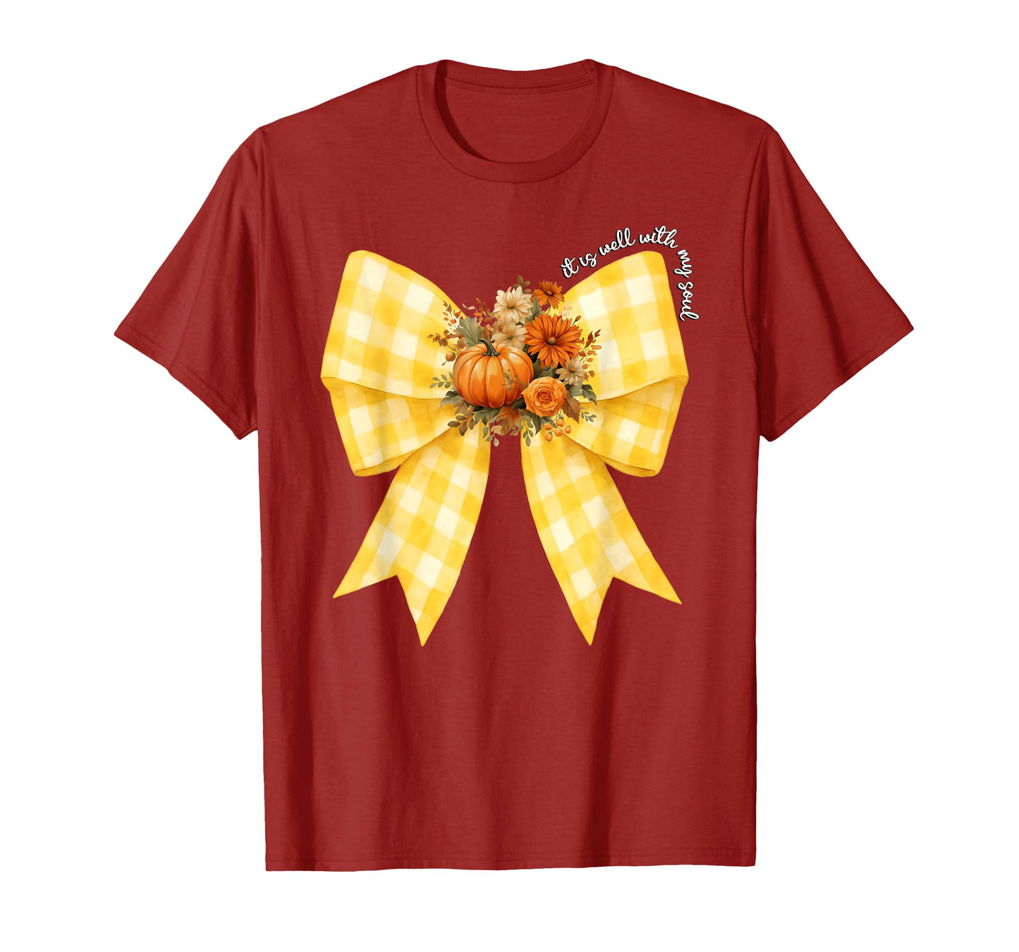 It is Well with My Soul Coquette Bow Pumpkin Fall Floral T-Shirt