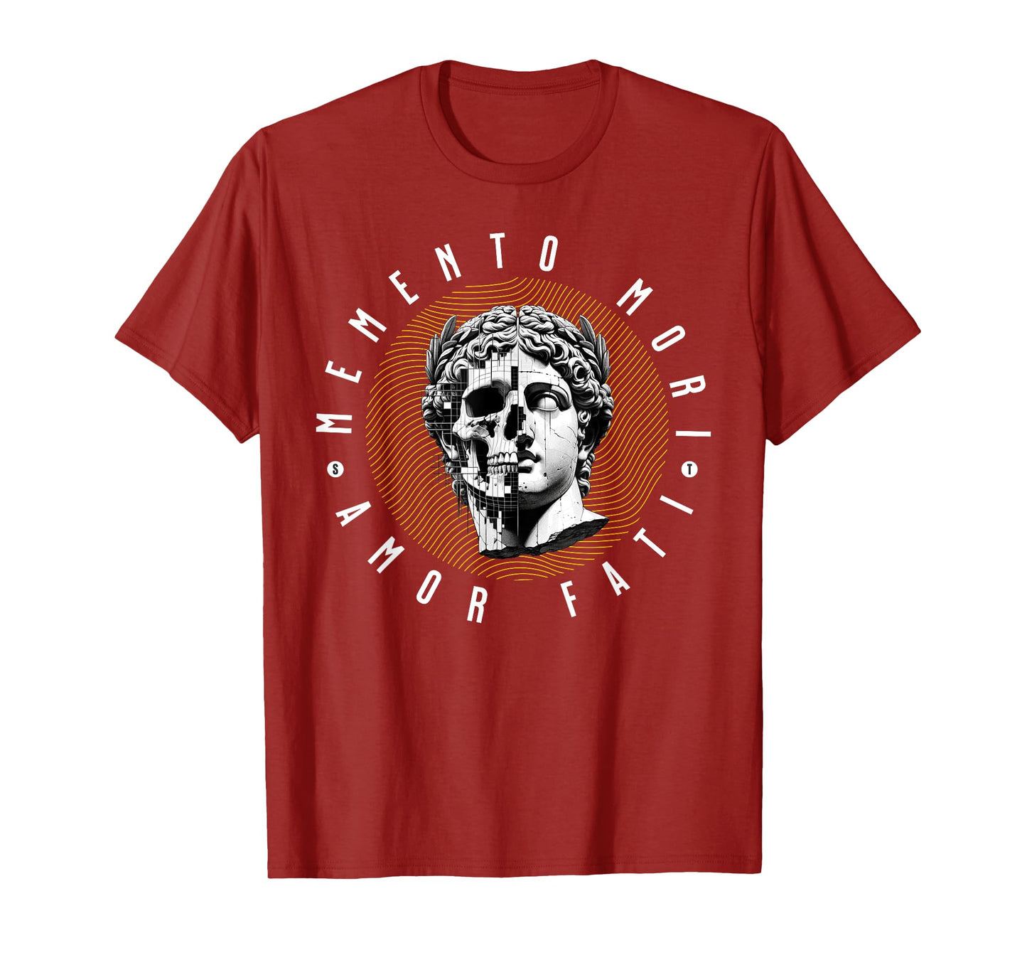 Memento Mori Amor Fati Skull Stoicism Quote T-Shirt