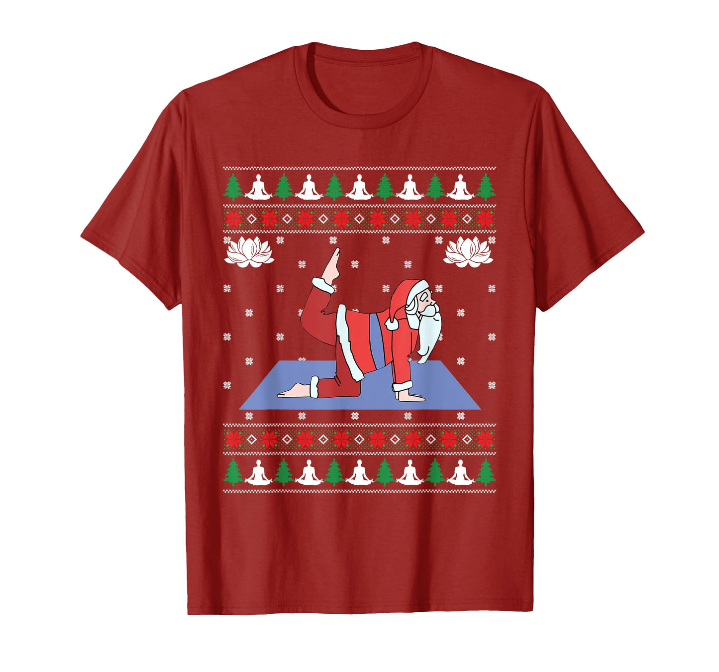 Cute Yoga Pose Santa Ugly Christmas Sweater Xmas Lovers T-Shirt
