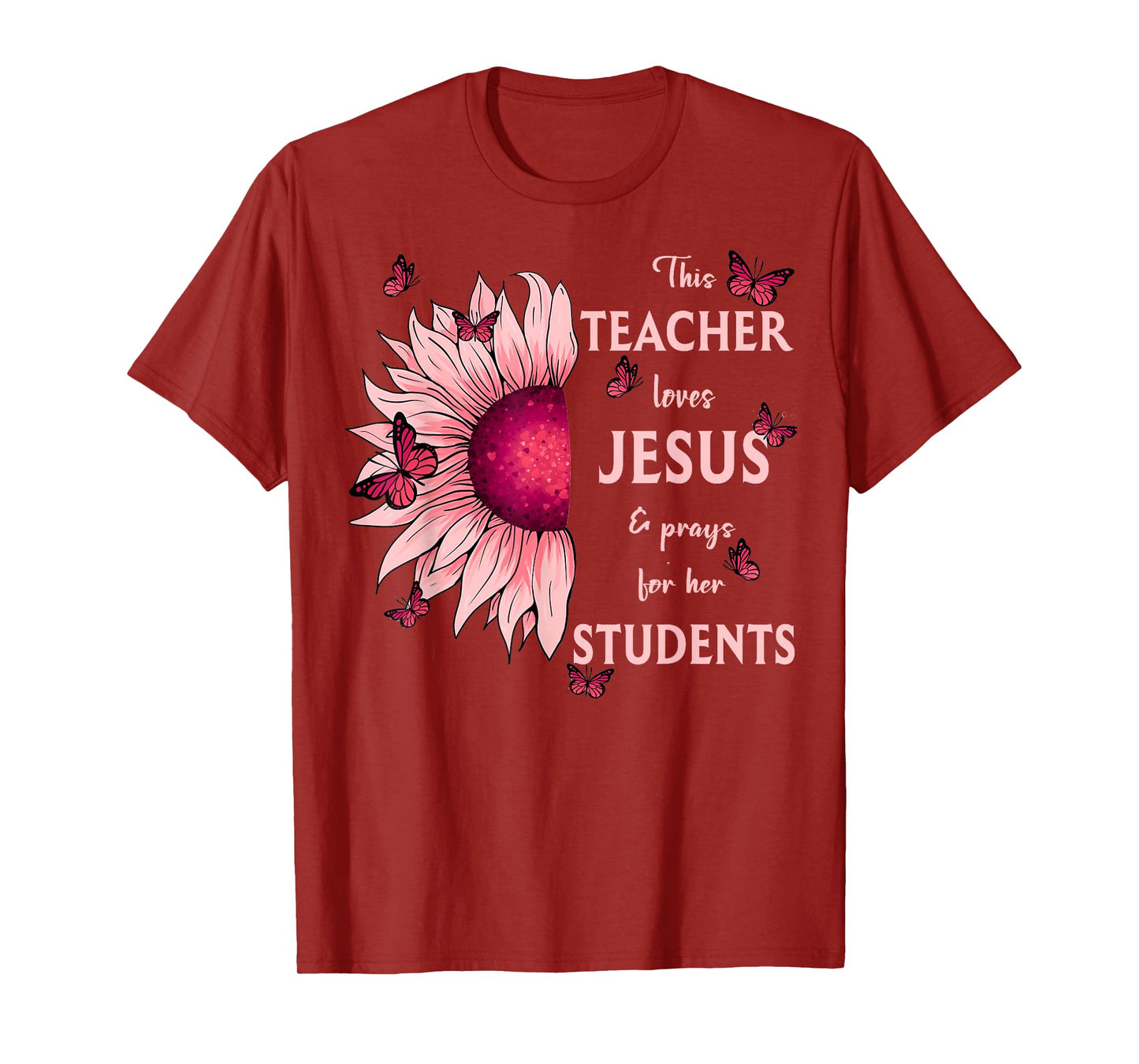 Christian Sunflower This Teacher Loves Jesus And Prays Men Women T-Shirt